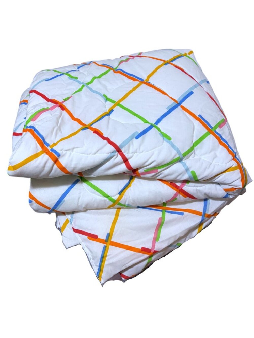 VTG Springmaid Comforter Twin Full Rainbow Windowpane Striped Plaid Lightweight